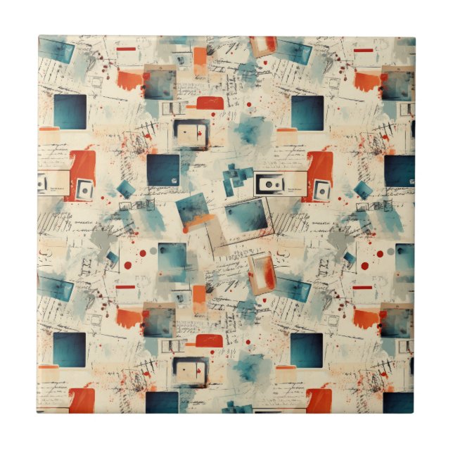 Vintage Scrapbook Pattern (3) Ceramic Tile (Front)