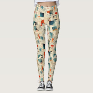 Vintage Scrapbook Pattern (3) Leggings