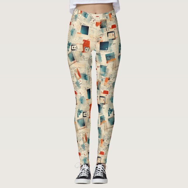 Vintage Scrapbook Pattern (3) Leggings (Front)
