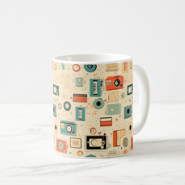 Vintage Scrapbook Pattern Coffee Mug (Front Right)