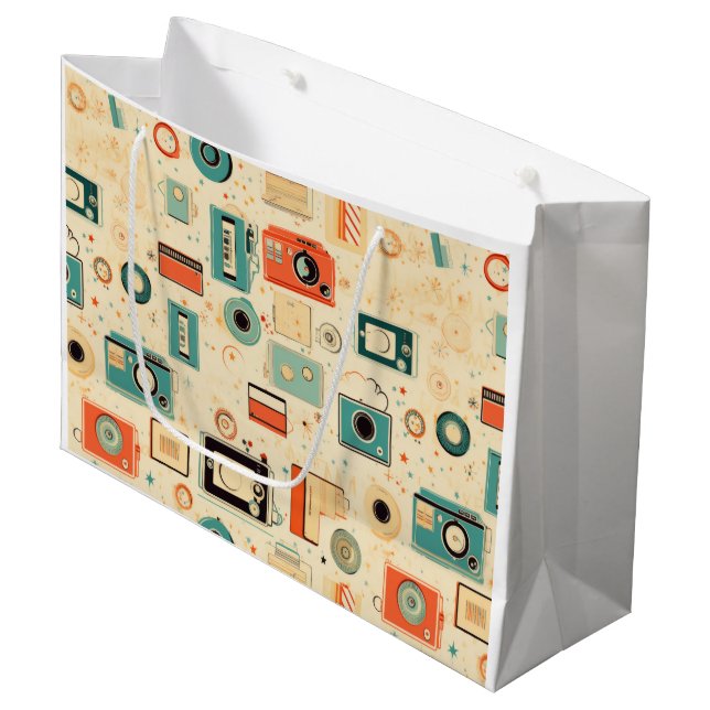 Vintage Scrapbook Pattern Large Gift Bag (Front Angled)