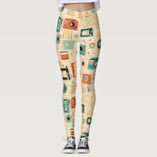 Vintage Scrapbook Pattern Leggings
