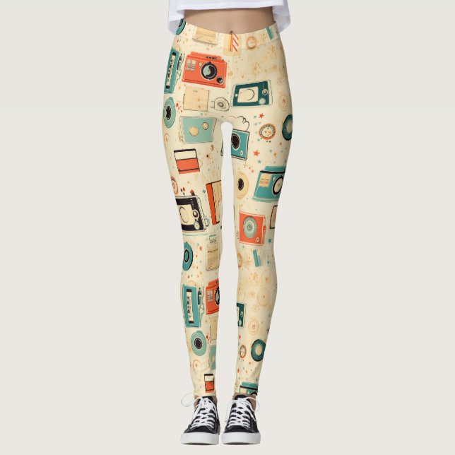 Vintage Scrapbook Pattern Leggings (Front)