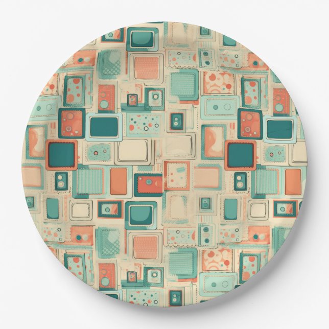 Vintage Scrapbook Pattern Paper Plate (Front)