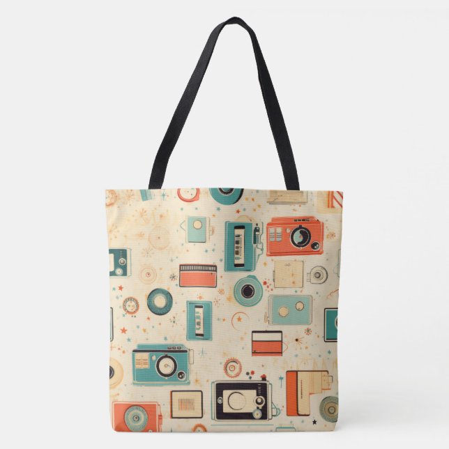 Vintage Scrapbook Pattern Tote Bag (Front)