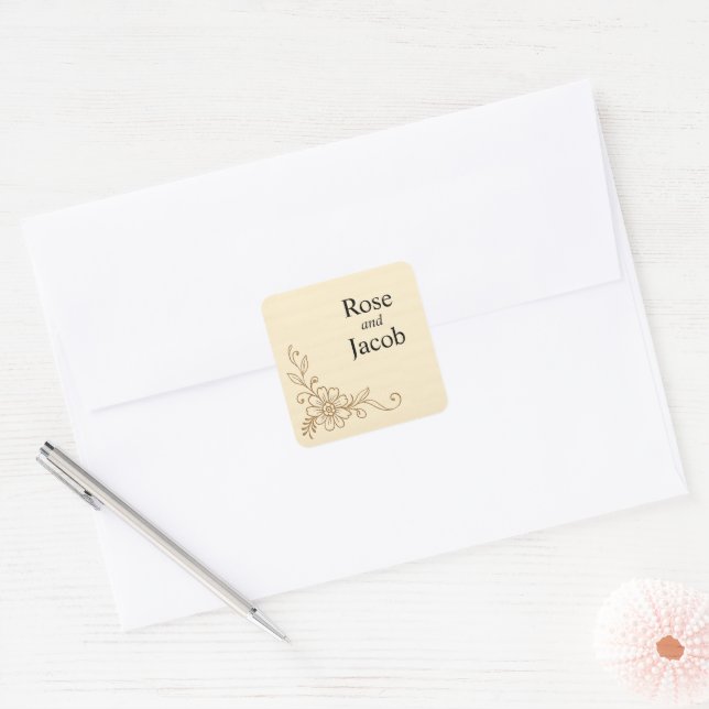 Vintage Scrapbook Style Wedding  Square Sticker (Envelope)