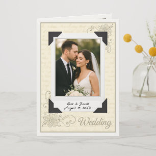 Vintage Scrapbook Style Wedding Thank You Card