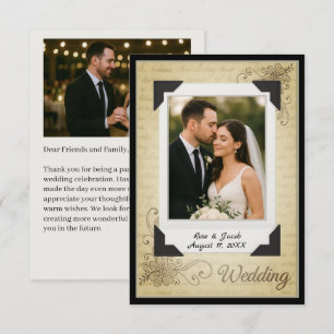 Vintage Scrapbook Style Wedding Thank You Card