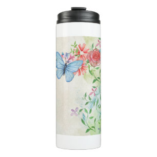 Vintage Scrapbook Watercolor Background Page Thermal Tumbler
