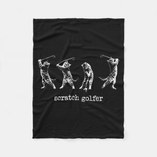 Vintage Scratch Golfer Cat Golfer Golfing Golf Fleece Blanket