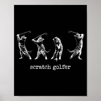 Vintage Scratch Golfer Cat Golfer Golfing Golf Poster