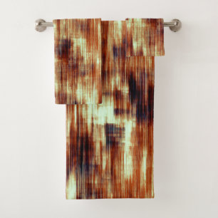 Vintage scratched brown or coral stains over beige bath towel set