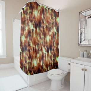 Vintage scratched brown or coral stains over beige shower curtain