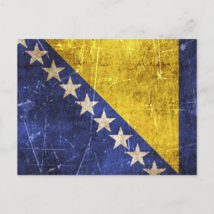 Vintage Scratched Flag of Bosnia-Herzegovina Postcard