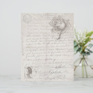 Vintage Script Antique Scrapbook Paper