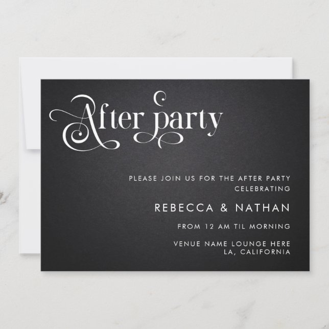 Vintage Script Boho Typography Wedding After Party Invitation (Front)
