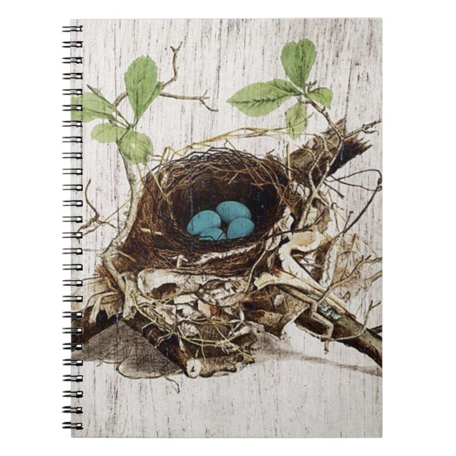 vintage script ephemera bird nest french botanical notebook (Front)