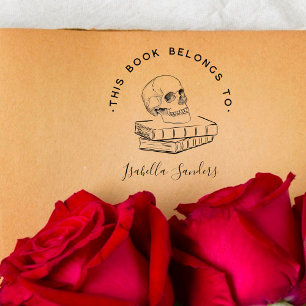 Vintage Script Gothic Skull Book From The Library Self-inking Stamp