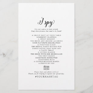 Vintage Script I Spy Wedding Photo Scavenger Hunt Flyer