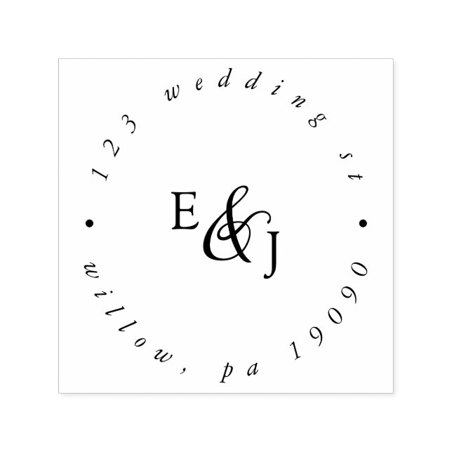 Vintage Script Monogram Wedding Circular Address Self-inking Stamp (Design)