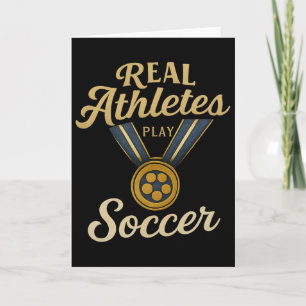 Vintage Script Real Athletes Play Soccer Gold Meda Card