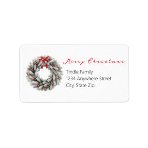 Vintage Script Red Green Argyl Non Photo Christmas Label