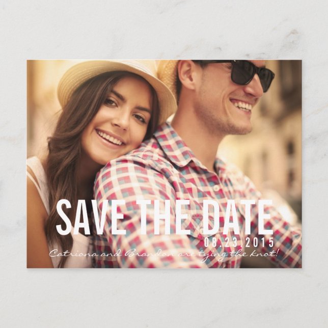 Vintage Script Save the Date Announcement Postcard (Front)