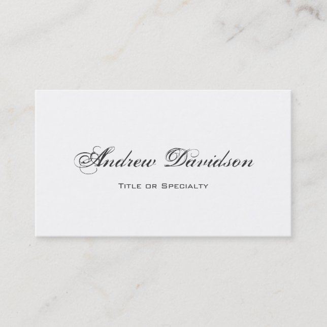 Vintage Script Simple Plain Clean Business Card (Front)