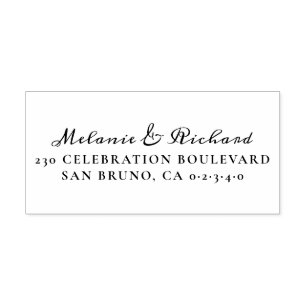 Vintage Script Wedding Names Return Address Rubber Stamp