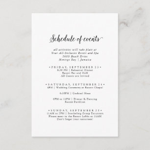 Vintage Script Wedding Weekend Schedule of Events Enclosure Card