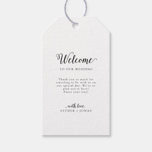 Vintage Script Wedding Welcome Gift Tags (Front)