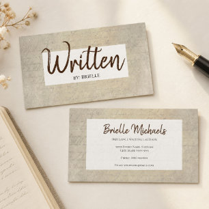 Vintage Script Writer Author Business Card
