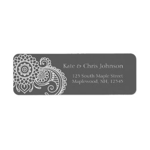 Vintage scroll design rerun address label-white return address label