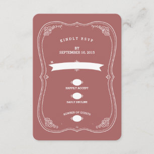 Vintage Scroll Marsala Wedding RSVP Response