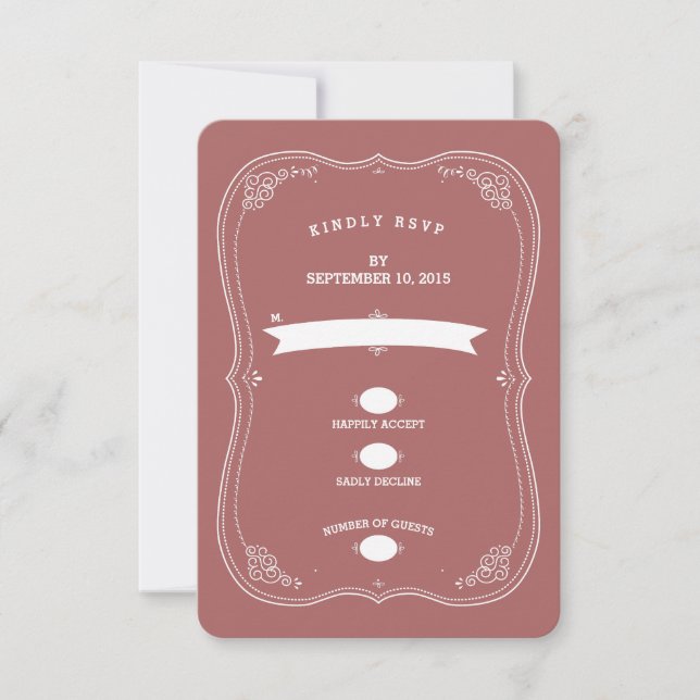 Vintage Scroll | Marsala Wedding RSVP Response (Front)