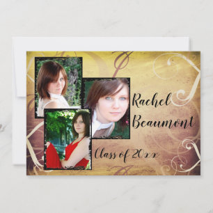 Vintage Scroll Photo Graduation Announcement