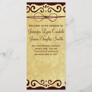Vintage Scroll Rustic Country Wedding Program