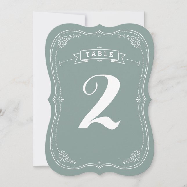 Vintage Scroll Wedding Table Number (Front)