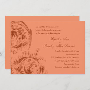 Vintage Scrolls Dark Peach Invitation
