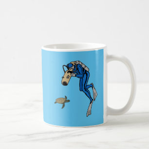 Vintage SCUBA Diver Photographing a Turtle URM Coffee Mug