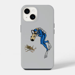 Vintage SCUBA Diver Photographing an Octopus URM iPhone 14 Case