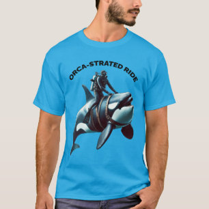 Vintage SCUBA Diver Riding a Big Killer Whale URM T-Shirt