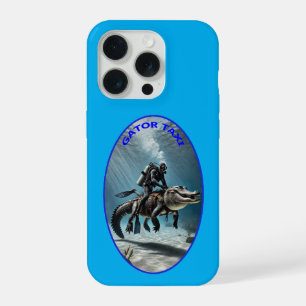 Vintage SCUBA Diving Diver Riding an Alligator URM iPhone 15 Pro Case