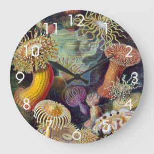 Vintage Sea Anemones, Actiniae by Ernst Haeckel Large Clock