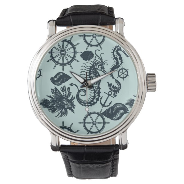 Vintage Sea Animal Pattern Watch (Front)