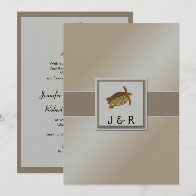 Vintage Sea Animals Beach Wedding Invitation (Front/Back)
