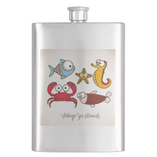 Vintage Sea Animals Flask