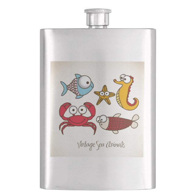 Vintage Sea Animals Flask (Front)