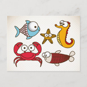 Vintage Sea Animals Postcard