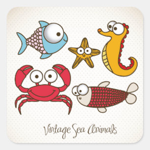 Vintage Sea Animals Sticker